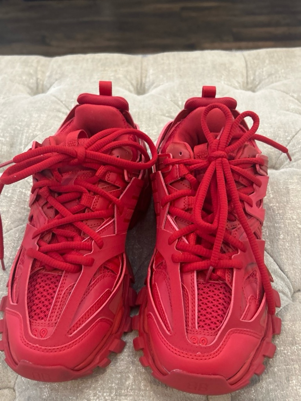 Balenciaga Red Chunky Trail-Style Sneakers